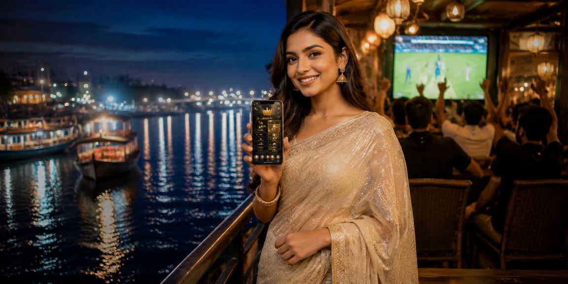 নারায়ণগঞ্জে শাড়ি পরিহিত একজন ব্যবহারকারী ক্রিকেট বেটিং পেমেন্ট করছেন মোবাইলে